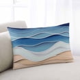 thumbnail image 2 of Geometric Blue Throw Pillow Cover 20 x 30 Inch Decorative Pillow Cover Ocean Wave Stripes Modern Abstract Beach Lumbar Pillowcase Seasonal Rectangle Cushion Case for Couch Sofa Bed Living Room, 2 of 7