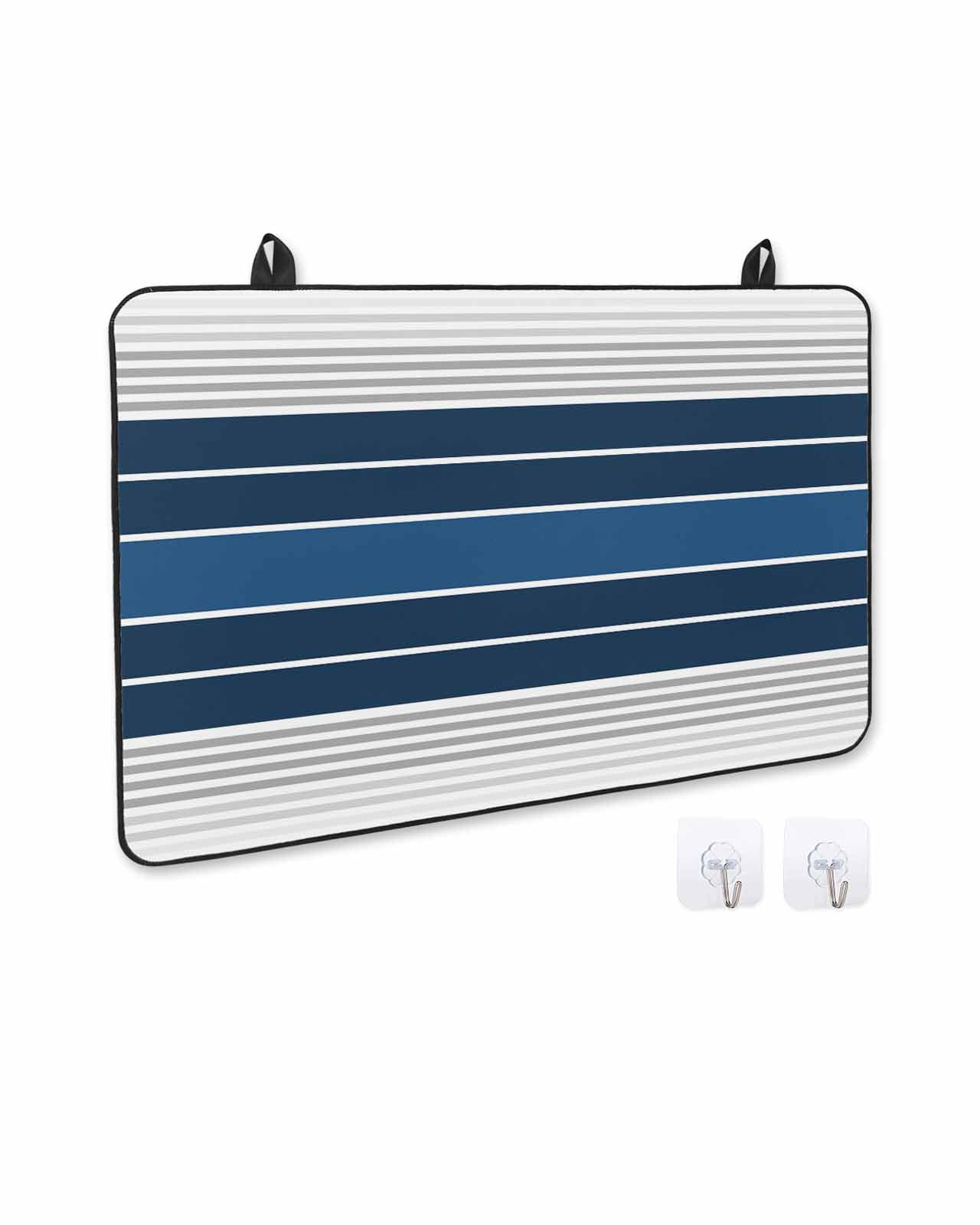 nqOlkjepod Large Induction Cooktop Protector Mat 24"x21", Lake Blue Stripes Stove Top Covers for Electric Stove, Modern Minimalist Gradient Lines Stove Burner Cover Mats, Glass Top Stove Cover