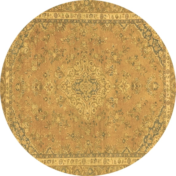 Ahgly Company Indoor Round Abstract Brown Modern Area Rugs, 4' Round