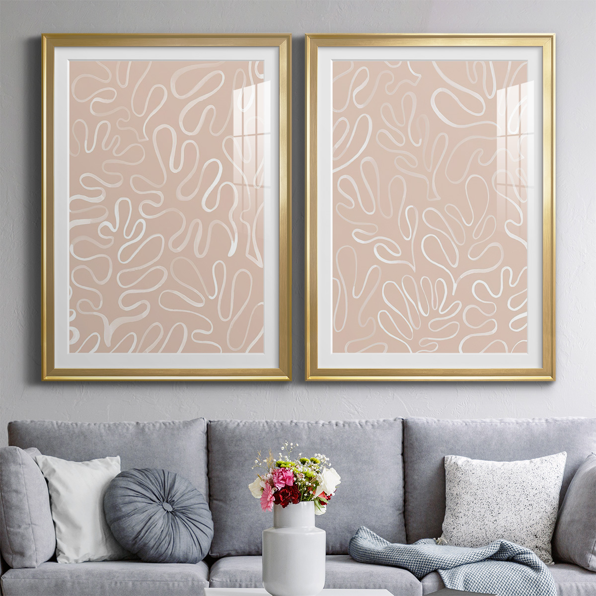 Wexford Home Matisse Pieces III Premium Framed Print, 22.5" x 30.5" - Ready to Hang, Gold (Set of 2)