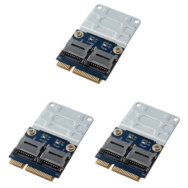 3X 2 SSD HDD for Laptop Dual - SD SDHC SDXC TF to Mini PCIe Memory Card Reader MPCIe to 2 Mini-Sdcards Adapter