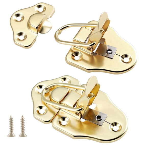WellMade Heavy-Duty Toggle Hasp Latch, 2-3/4 x 1-1/2 in. Brass Plated Iron, for Cabinet, Door & Chest, with Screws, 2 pack