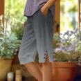 thumbnail image 2 of JIA JIA SHUANG Capri Pants for Women High Waist Loose Fit Capris with Pockets Side Split Gradient Cropped Pants Summer Fashion Beach Outfit, 2 of 5