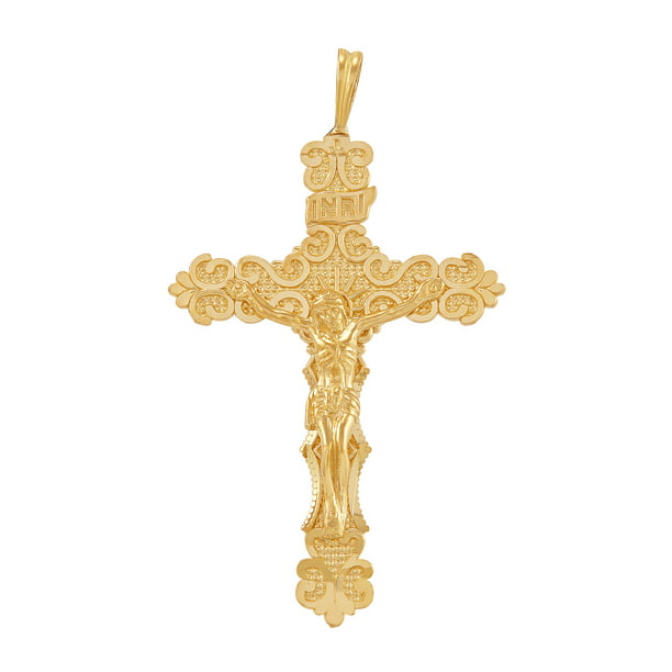Brilliance Fine Jewelry 10K Yellow Gold Polished Crucifix Cross Charm ...