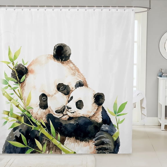 Panda Bath Curtain Cute Panda Bear Shower Curtain for Stalls Bathtubs Wild Animal Pattern Bathroom Shower Curtain Set Cartoon Giant Panda Design Waterproof Bathroom Curtains Bedroom Decor 72x72 Inch