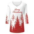 thumbnail image 6 of Resicozy 3/4 Length Sleeve Womens Christmas Tops Dressy Casual Blouses Trendy V Neck Xmas Printed T Shirts Fall Clothes Watermelon Red 2XL, 6 of 7