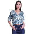 thumbnail image 1 of Moomaya Haut Court à Col en V en Coton Imprimé pour Femmes, Manches au Coude, Vêtement d'Été, Blouse Bohème, 1 of 6