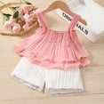 thumbnail image 2 of PatPat Toddler Girls Summer Clothes 2pcs Baby Outfit Sets Loose Chiffon Pleated Sleeveless Cami and Shorts Set, Light Pink, 12-18M, 2 of 6