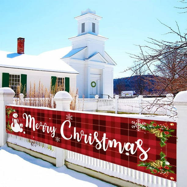 Ganfancp Christmas Banner Outdoor - 98.42X19.68 Inches, Christmas Front Porch Trim, Christmas Yard Banner, Christmas Yard Trim Liquidación Ventas Hoy Ofertas Prime 1* Bandera