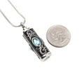 thumbnail image 4 of Blue Rhinestone Stainless Steel Cylinder Cremation Urn Necklace for Ashes Keepsake Stainless Steel Memorial Pendant with Free Funnel Kit and Velvet Jewelry Box, 4 of 11