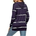 thumbnail image 3 of Babysbule Tops for Women Women's Stylish Casual Stripe Print Hooded Long Sleeve Loose T Shirt Tops, 3 of 4