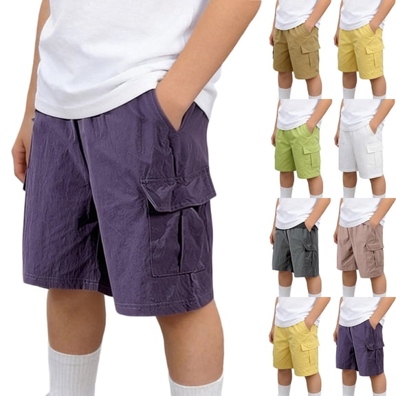 Fancifize Dry Fit Cargo Shorts for Boys Summer Waterproof High Waist Short Pants Kids Outdoor Sweat Shorts