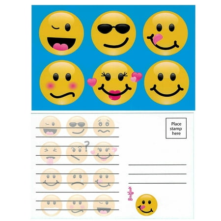 6 Summer Camp Stationery Postcards for Kids,3 Each Design (Emoji)