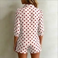 thumbnail image 5 of Polka Dot Two Piece Set for Women, Long Sleeve Button Down Shirt & Elastic Waist Shorts - Casual Summer Vacation Outfit with Pockets Pink XXL, 5 of 5