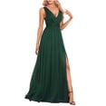 thumbnail image 3 of Honeeladyy Women Sequin Party Dress V-Neck Sphagetti Strap Dress High Slit Dress Formal Evening Gowns, 3 of 3