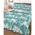 thumbnail image 3 of Quilts Full Size Bedding Set, Teal Palm Tree Summer Lightweight Quilted Comforter, Beach Tropical Botanical Coastal Soft Reversible Bedspread Coverlet with Pillow Covers for All Season, 78" x 90", 3 of 7