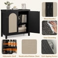 thumbnail image 3 of 31.5 - pulgada negra small rattan buffet gabinete: kitchen coffee bar gabinete con doors, adjustable estantes, y handle para kitchen/sala de estar in boho estilo rural style, 3 of 6