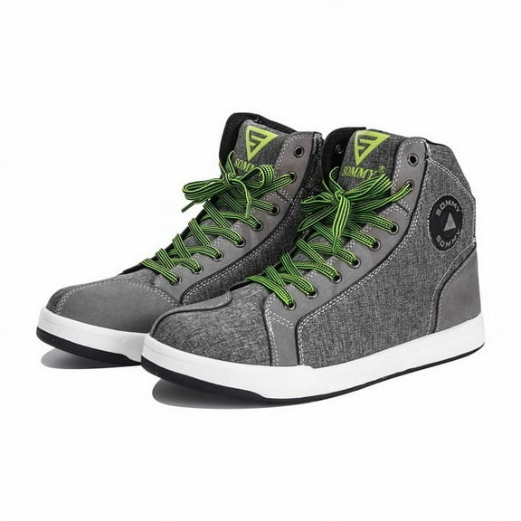 High Top Street Riding Sneakers Motorcycle Shoes Men,Anti-Slip Sole, Extra Shift Pad, Ankle and Heel Protector, YKK Side Zipper