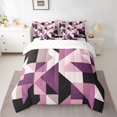 thumbnail image 2 of Manfei Chic Geometric Abstract Twin Bedding Sets 7-Piece, Pink Square Rectangle Bedding Comforter Set, Teen Kid Child Adult Reversible Sheet Sets, Microfiber Bedroom Decor, 2 of 7