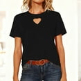 thumbnail image 6 of 3/4 Sleeve Valentine's Heart Shape Cut out Shirts for Women Outfits Vacation Day Tops Tee, 6 of 9