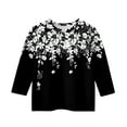 thumbnail image 3 of TQWQT Girls 3/4 Sleeve Shirts Fall Cute Girls Tops Size 10-12 Kids Crewneck Tee Shirt Trendy Black Tween Girls Clothes Black 9-10 Years, 3 of 4