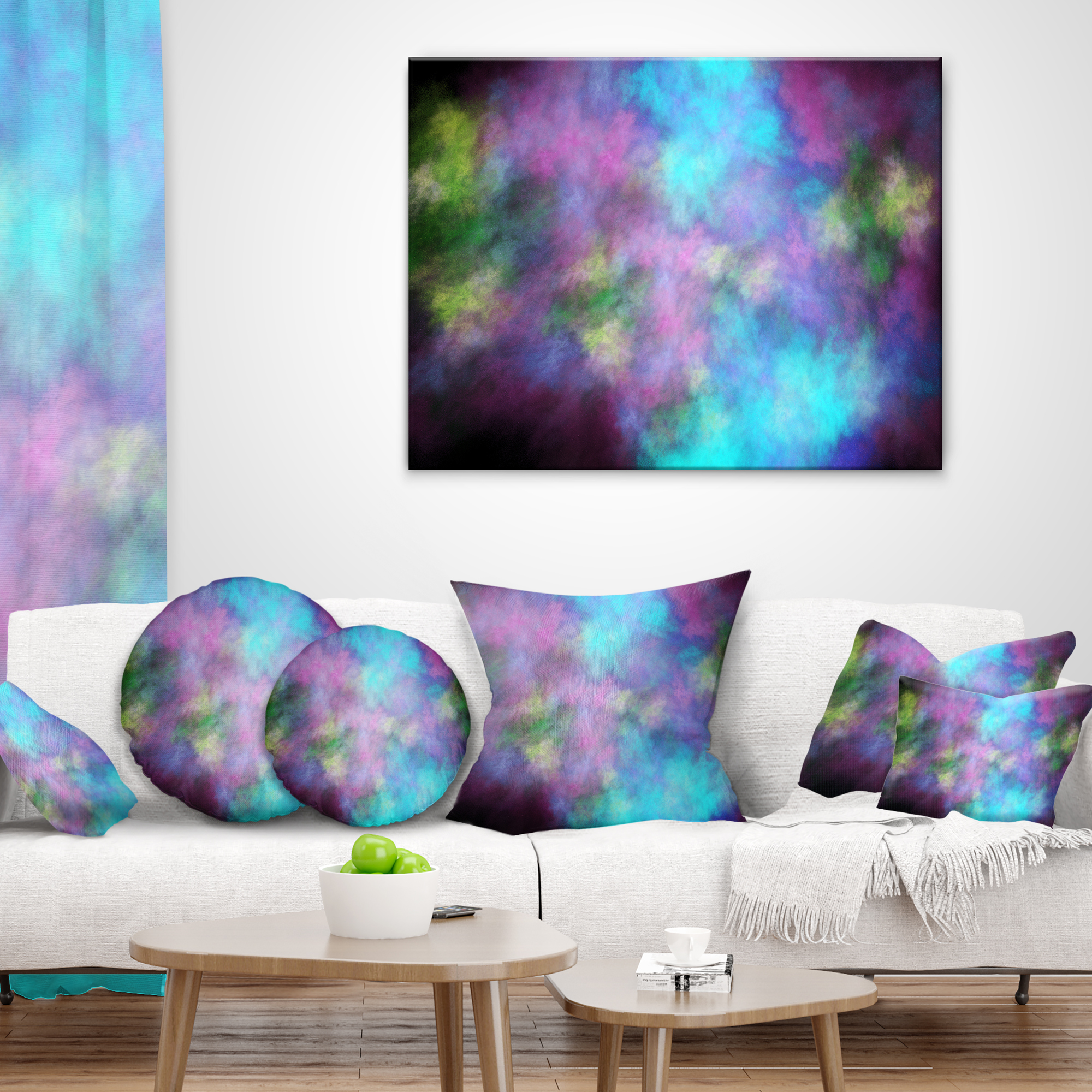 Designart Perfect Blue Purple Starry Sky - Abstract Throw Pillow - 16x16