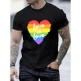 thumbnail image 1 of Camiseta de verano con estampado de corazón arcoíris para hombre, cuello redondo y manga corta, deportiva informal, ideal para actividades al aire libre, para adultos, hombres, mujeres, adolescentes,, 1 of 6
