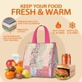 thumbnail image 5 of Pioneer Flower Floral Print Pattern Insulated Lunch Bag for Women & Adults,Large Portable Soft Cooler Lunch Bag,Thermal Food Storage Tote with Pearl Cotton,8.66L,8.75x5.75x9.5 Inch, 5 of 6