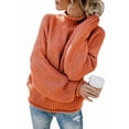 thumbnail image 2 of Suéter de Larga con Cuello Alto y Mangas Abullonadas para Mujer, de Color Liso, para Invierno y Otoño Naranja Rojo XL, 2 of 8