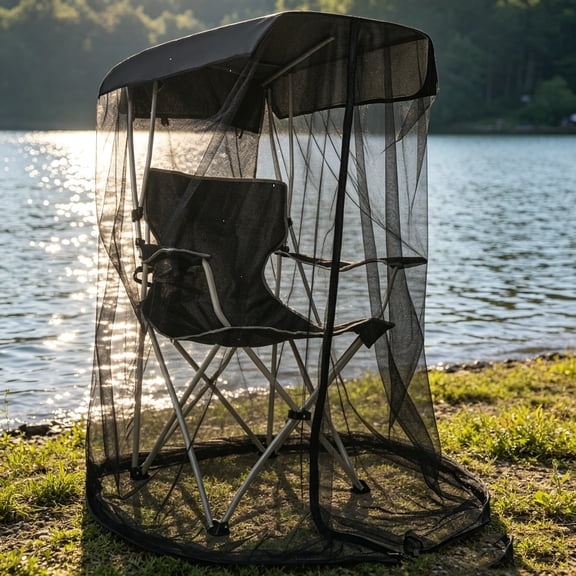 63" H Mosquito Net Cover for Canopy Chair, Bug Barrier Mesh Tent for Outdoors, Black Chair Mosquito Netting with Zipper Opening 35"x32"x63",for Fishing Camping Patio Outdoor Chair, Ch