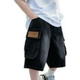 thumbnail image 2 of Boys Shorts Boys Pants New Summer Boys' Medium Sized New Distressed Summer Casual Loose Side Pocket Lightweight Five Pocket Casual Shorts For Boys, 2 of 9