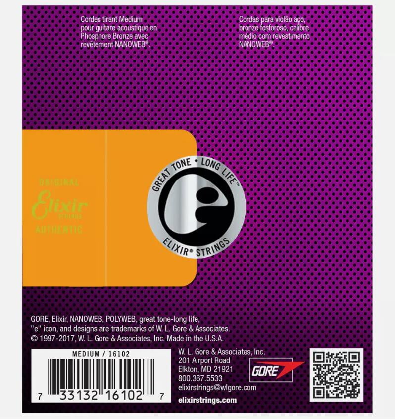 3-Pack! Elixir Medium 13-56 Acoustic Phosphor Bronze Nanoweb 16102