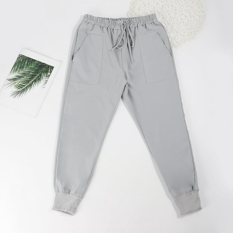 JDEFEG Pants for Women Beautiful Clothes for Women Pants Polyester Pocket  Shopping Girls Work Pants for Women Stretchy Women's Pants Polyester Grey Xl