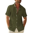 thumbnail image 1 of QUTETN Men'S Short Sleeve Cuban Camp Guayabera Shirt Linen Cotton Hippie Beach Button Shirts, 1 of 4