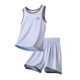 thumbnail image 2 of Amidoa Boys Girls 2 Piece Outfits Summer Clothes Short Sleeve Soft T Shirts and Casual Shorts Kids Clothing Sets Blue Size 12, 2 of 8