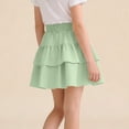 thumbnail image 5 of QTBIUQ Girls Tiered Ruffle Skirt Solid Color Casual Mini Skirt with Elastic Waist Bow Summer Layered Skirt, 5 of 9