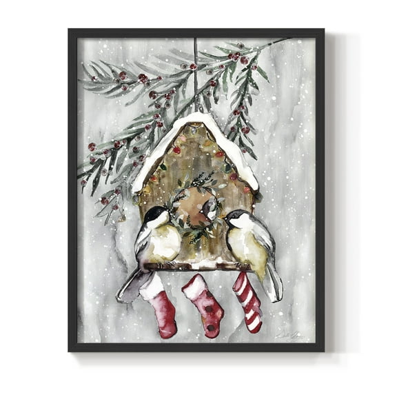 Winter Birds Framed Print - Solid Wood in Single Picture Frame Solid Wood 2 Framed Print