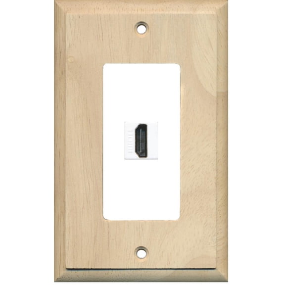 RiteAV - 1 Port HDMI 2.0 Decorative Wall Plate (Wood & White)