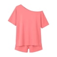 thumbnail image 5 of Cekizud 2 Piece Sets for Women Casual Short Sleeve Off-Shoulder Top and Shorts with Pockets Outfit Sets,Sizes XS-4XL, 5 of 8