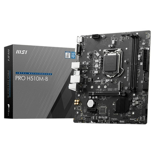 Tarjeta Madre MSI PRO H510M-B Intel 1200 2x DDR4 M.2 PCIe 3.0 Micro ATX negro MSI
