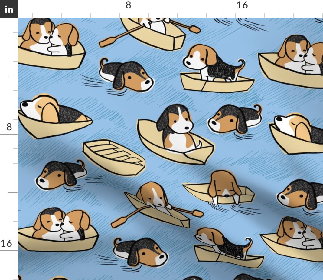Tablecloth Beagle Dog Dogs Puppy Boat Rowboat Swimming Paddle Cotton Sateen 