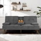 thumbnail image 1 of Futon Couch Sofa Bed Convertible Small Loveseat Sleeper with Cup Holder&Wood Legs&Removable Armrests,Small Spaces,Living Room My Lux Decor Round, 1 of 12