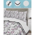 thumbnail image 4 of Quilts Queen Size, Spring Botanical Birds Soft Comforter Bedding Set for Bed, Garden Floral Twigs Farmhouse Lightweight Quilted Bedspread with Pillow Cover(2 Pieces) for All Season, 90x96 Inch, 4 of 6