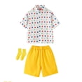 thumbnail image 5 of hoksml Boys Polka Dot Short Sleeve Shirt and Elastic Shorts Set, Back to School Outfit, Breathable 2PCS, Machine Washable Uniform Alt, 5 of 7