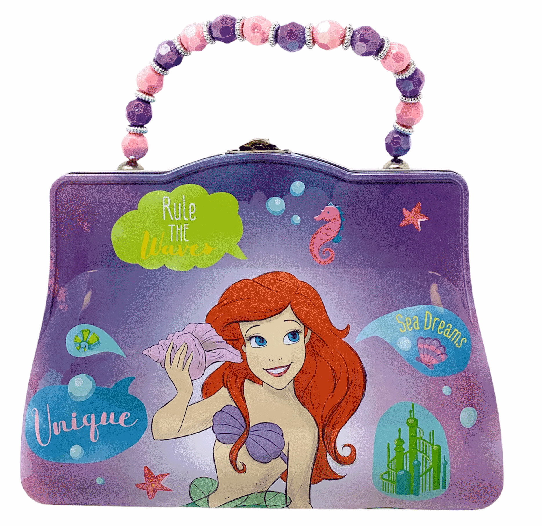 Disney Princess Purse Tin Lunch Box with Beaded Handle (Little Mermaid