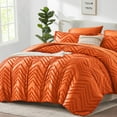 thumbnail image 6 of Flymme Orange Comforter Set with Sheets King Bed in Bag 7 Pieces Shabby Chic Bedding Sets Lightweight Soft Microfiber Boho Bed Set for All Season, 6 of 8