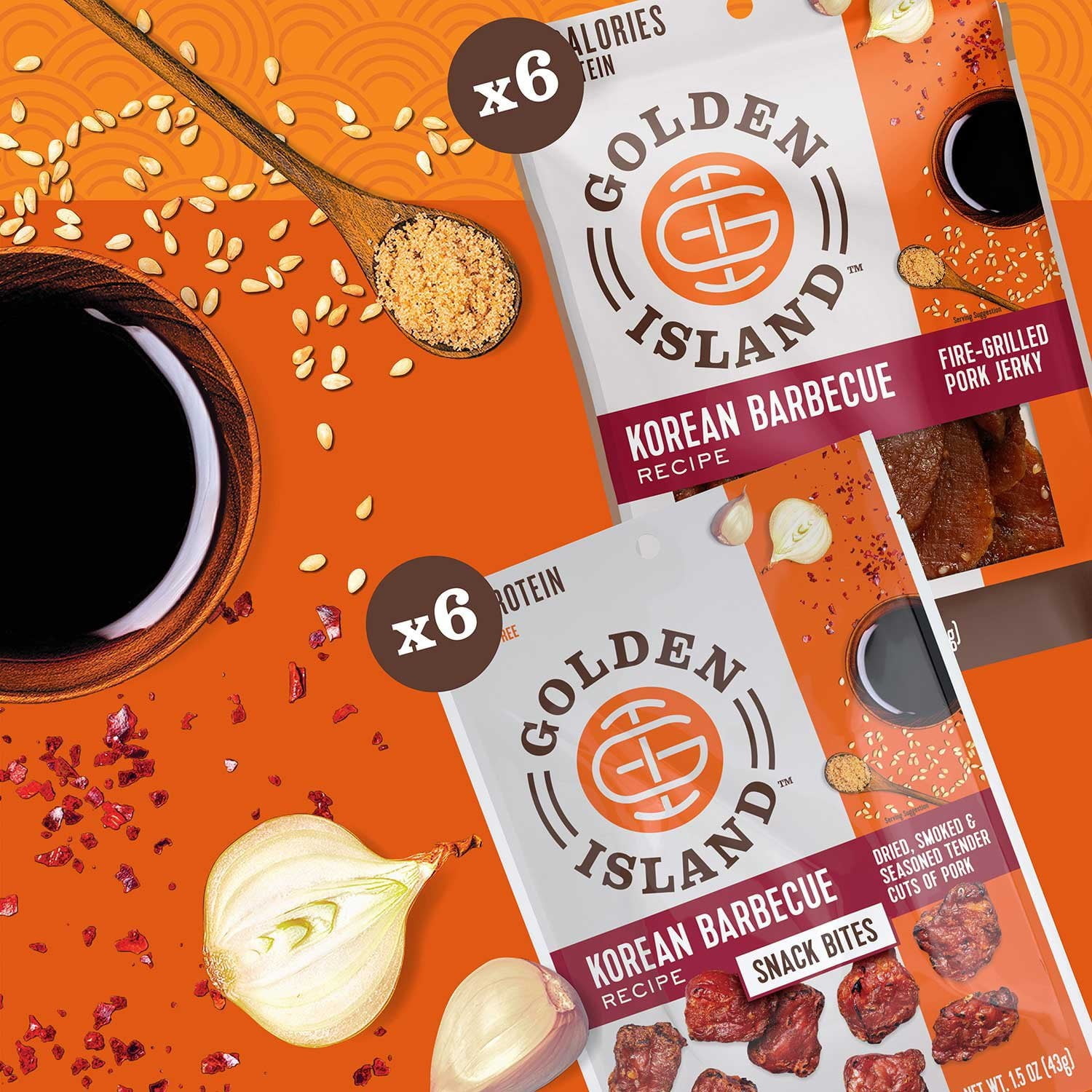 Golden Island Korean Barbecue Pork Jerky and Snack Bites, 1.5 Ounce (Pack of 12)