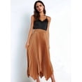 thumbnail image 5 of Pleated Skirts for Women High Elastic Waisted Flowy Asymmetrical Skirt High Low Summer Midi Skirts Caramel Color XXL, 5 of 9