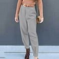 thumbnail image 2 of Womens Lounge Pants Linen Pants Women Summer Linen Pants Women Summer Casual Solid Color Elastic Sweatpants for Women Loose Pants Straight High Waisted Trousers Women Wide Leg Trousers Pants, 2 of 6