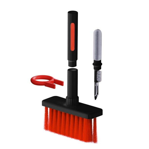Kit de limpieza con cepillo para teclado, eliminador de polvo, bolígrafo para PC, ordenador portátil Negro rojo